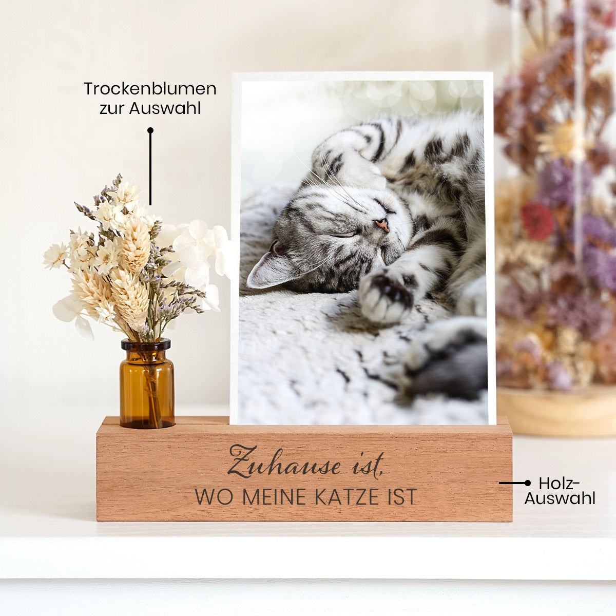 Fotoständer Holz „Zuhause ist wo meine Katze ist“