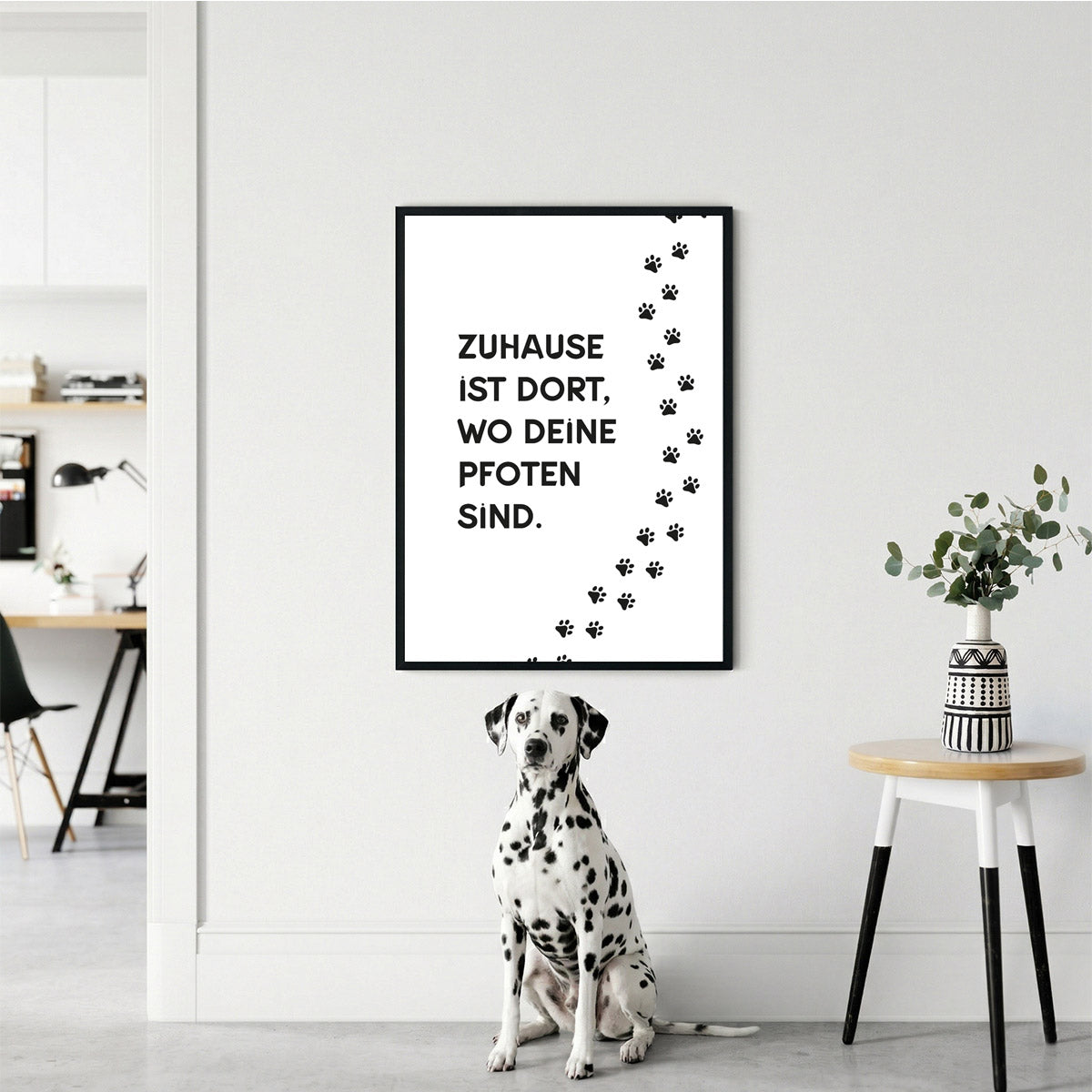 Poster „Zuhause ist dort…“ – Minimalistische Schwarz-Weiß Wanddeko
