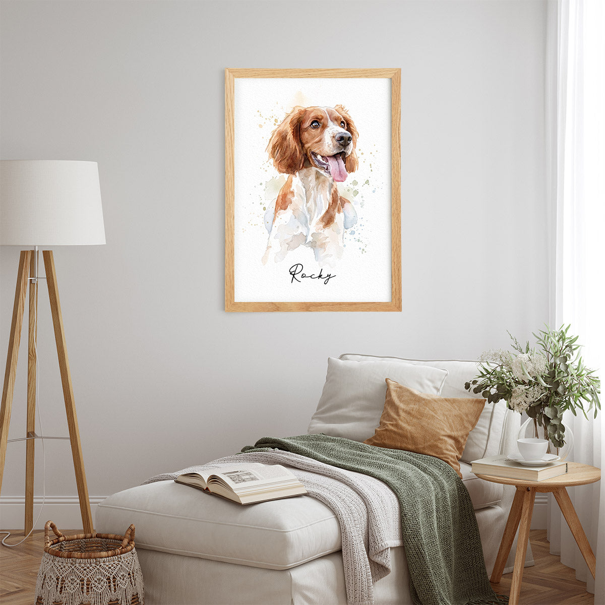 Personalisiertes Hundeportrait im Aquarell-Stil mit Hundenamen