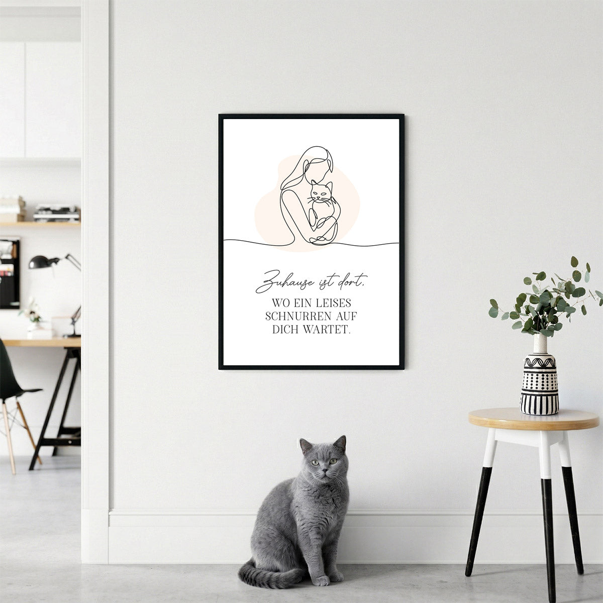 Poster „Zuhause ist dort…“ – Emotionale Boho Line Art Wanddeko