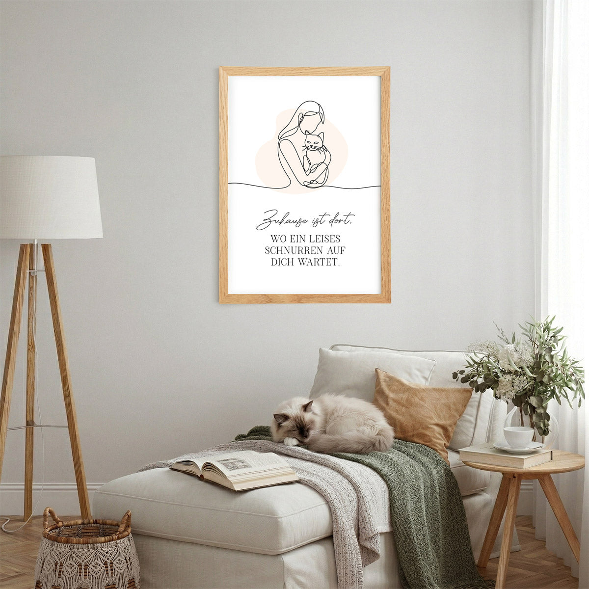 Poster „Zuhause ist dort…“ – Emotionale Boho Line Art Wanddeko