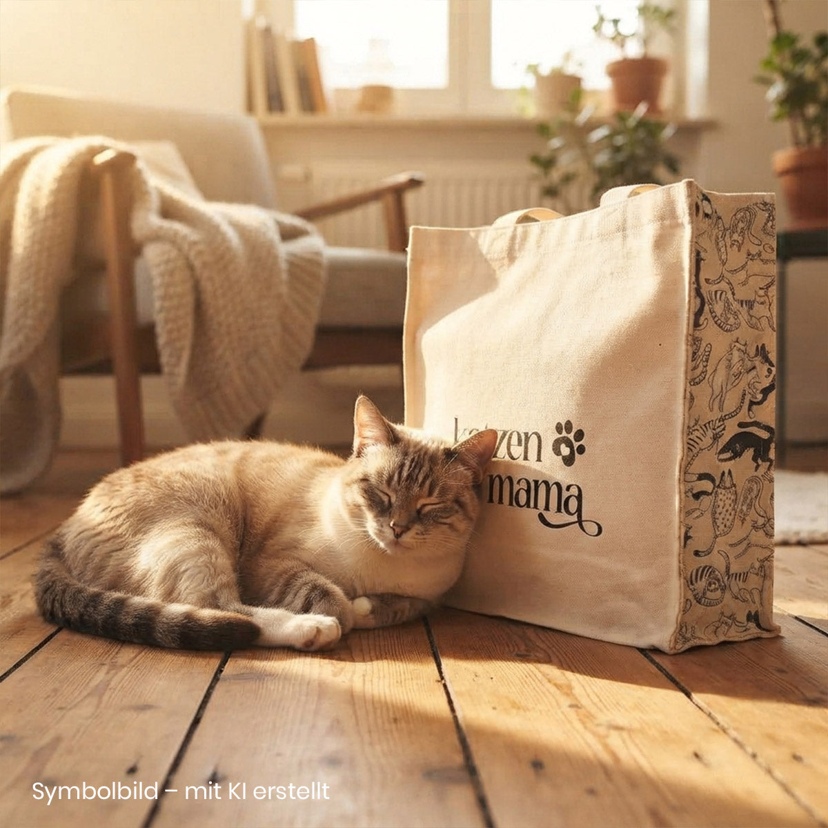 Canvas-Tasche „KatzenMama“ – Robuste Shopper-Tasche mit Reißverschluss