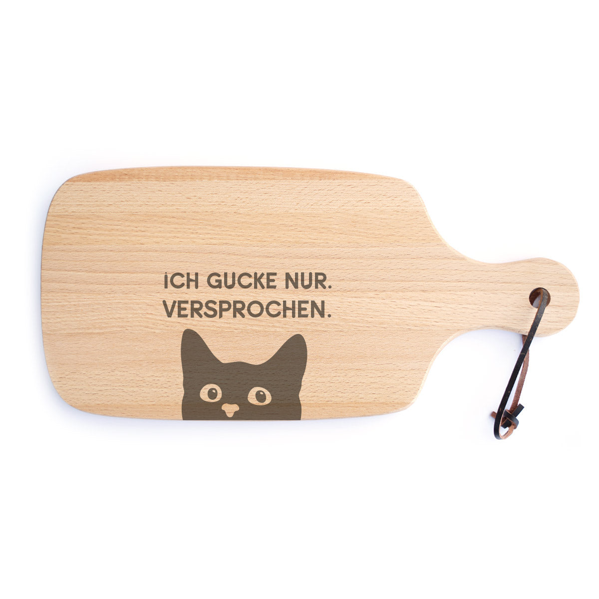 Graviertes Holzbrett „Ich gucke nur“ Katze – Nachhaltiges Frühstücksbrettchen