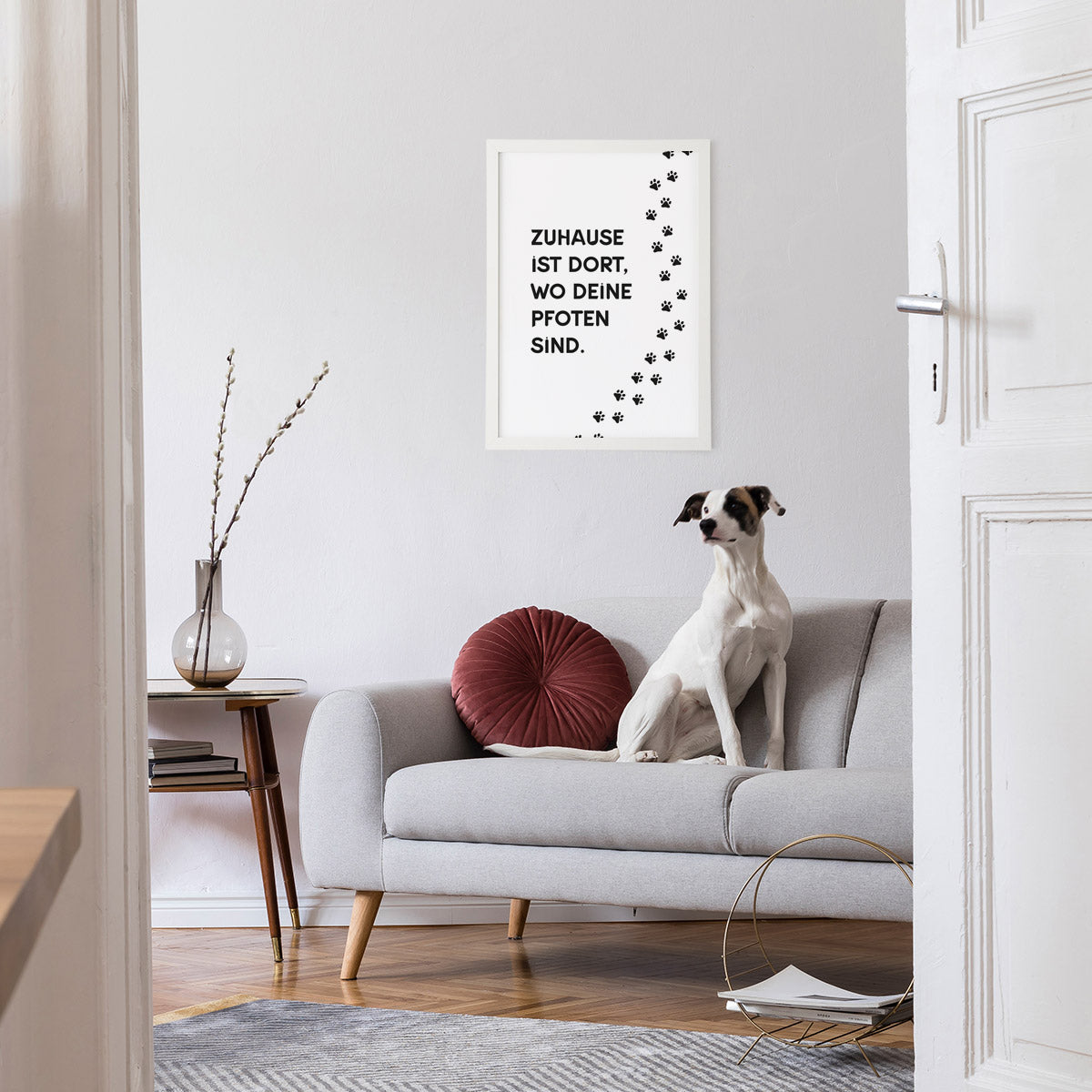Poster „Zuhause ist dort…“ – Minimalistische Schwarz-Weiß Wanddeko