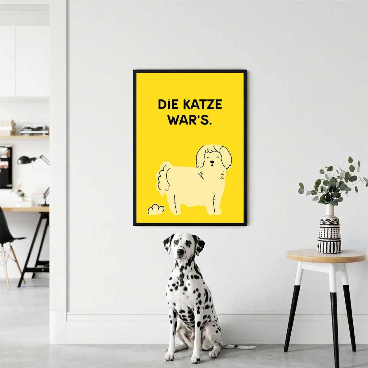 Poster „Die Katze war's“ - lustige Line Art Wanddeko