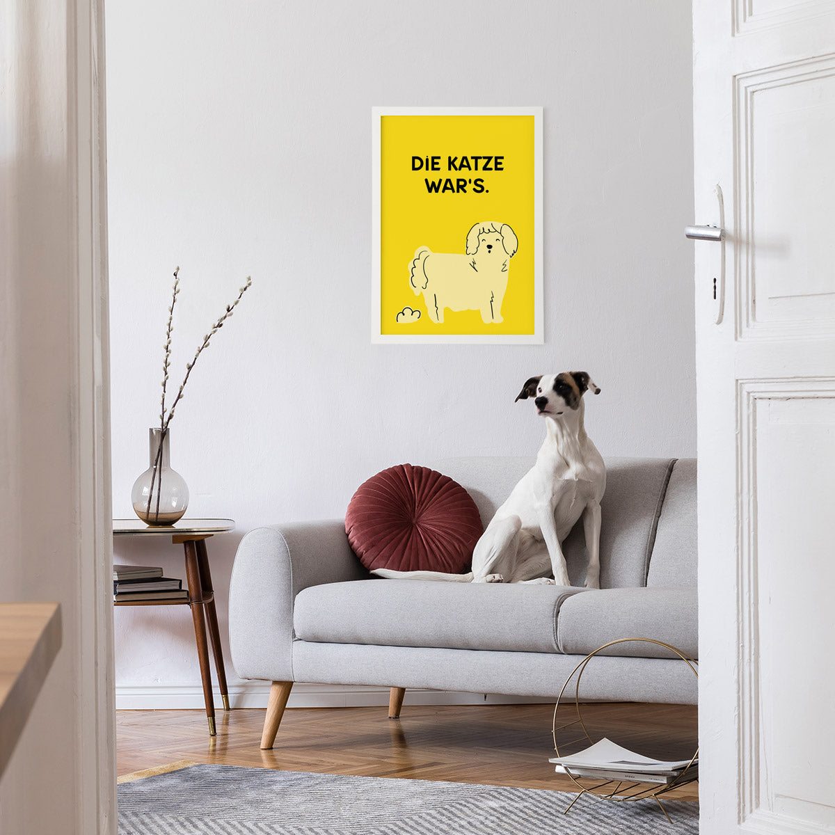 Poster „Die Katze war's“ - lustige Line Art Wanddeko
