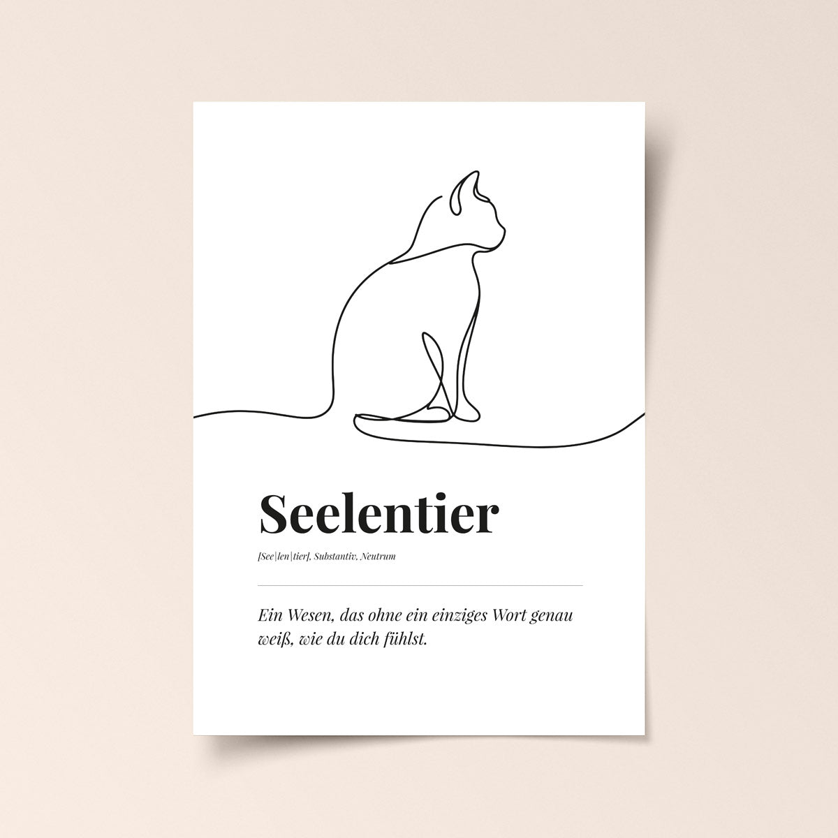 Poster "Seelentier" - Katzen Line Art – Boho & Scandi Wanddeko