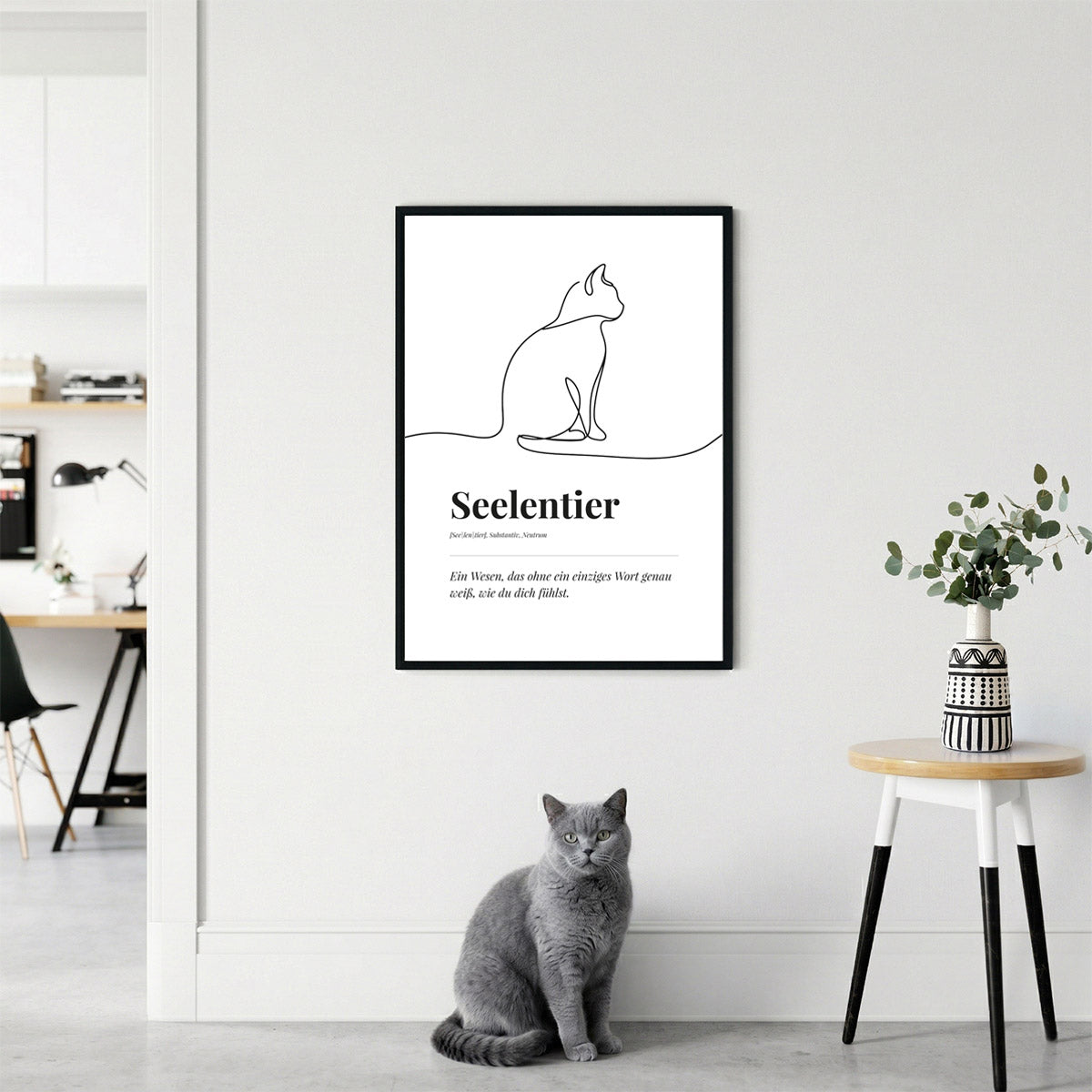 Poster "Seelentier" - Katzen Line Art – Boho & Scandi Wanddeko