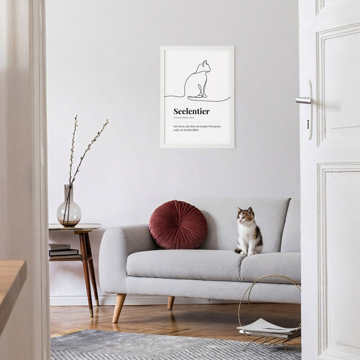 Poster "Seelentier" - Katzen Line Art – Boho & Scandi Wanddeko