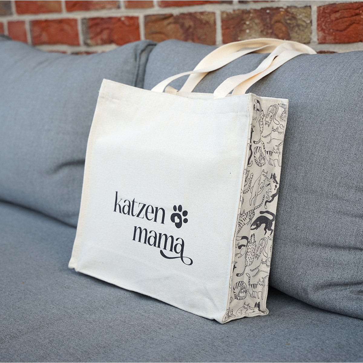 Canvas-Tasche „KatzenMama“ – Robuste Shopper-Tasche mit Reißverschluss