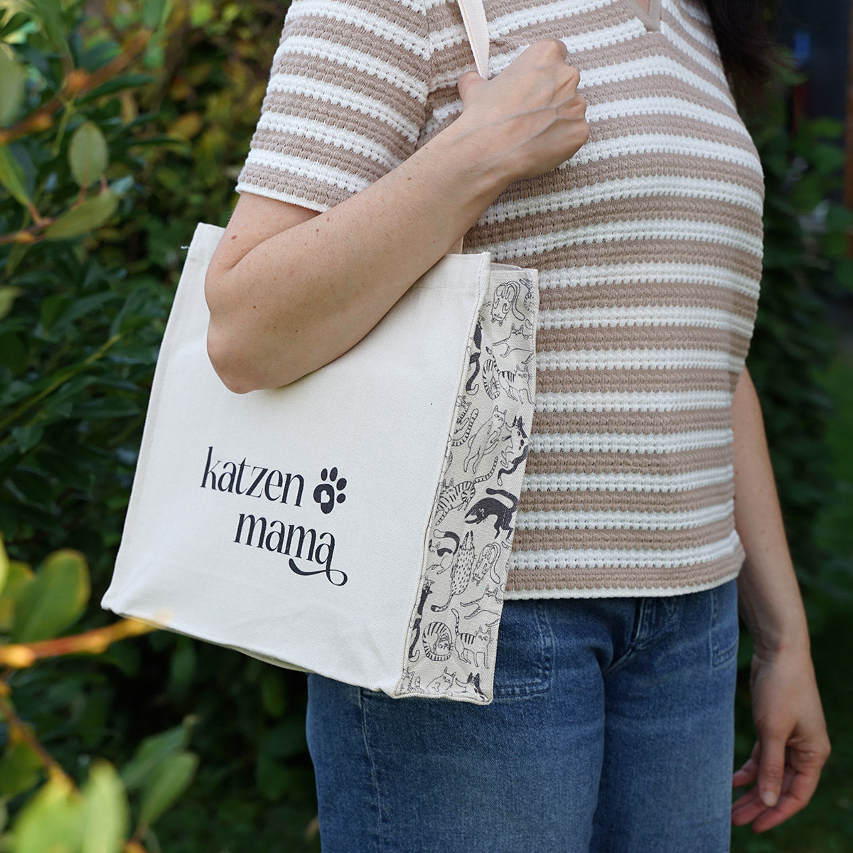 Canvas-Tasche „KatzenMama“ – Robuste Shopper-Tasche mit Reißverschluss