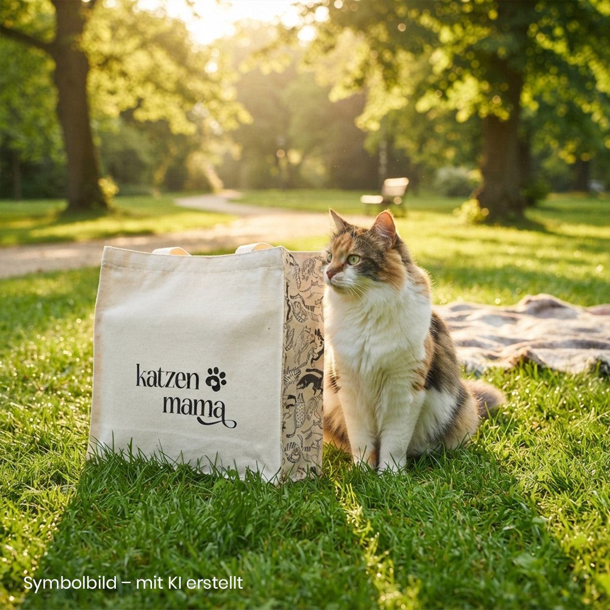 Canvas-Tasche „KatzenMama“ – Robuste Shopper-Tasche mit Reißverschluss